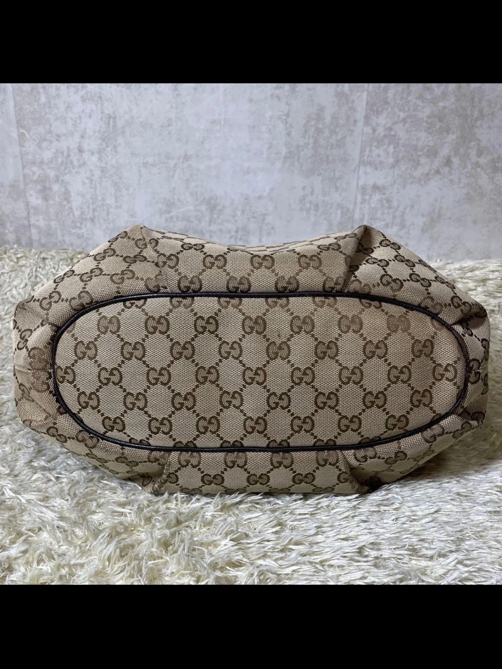 Gucci Beige/Tan GG Monogram Crossbody Bag with Dark Brown Trim - Picture 7 of 16